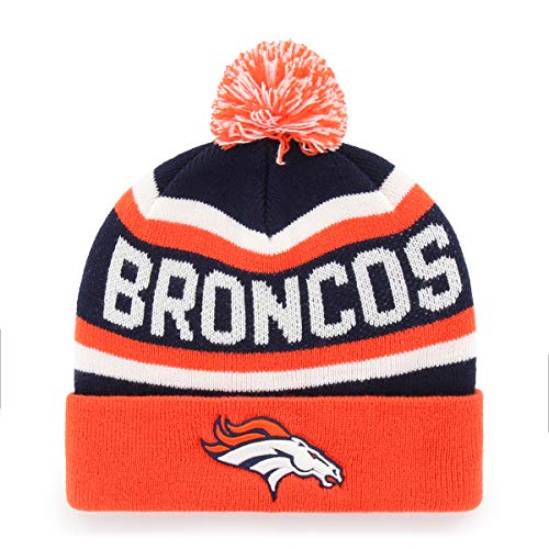 NFL Denver Broncos Jasper OTS Cuff Knit Cap with Pom, Light Navy, One Size