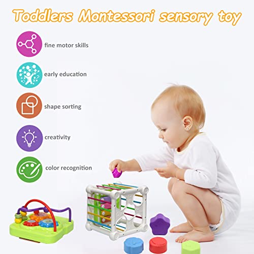 MICKYU Baby Busy Cube Toy 6 to 12 Months, Montessori Sensory Shape