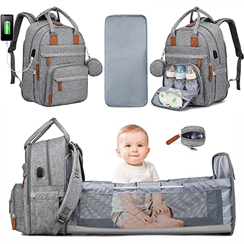 Diaper Bag Backpack Baby Bag Backpack for Girls Boys Mommy Bag with USB Charging Port Pacifier Case and Changing Pad…