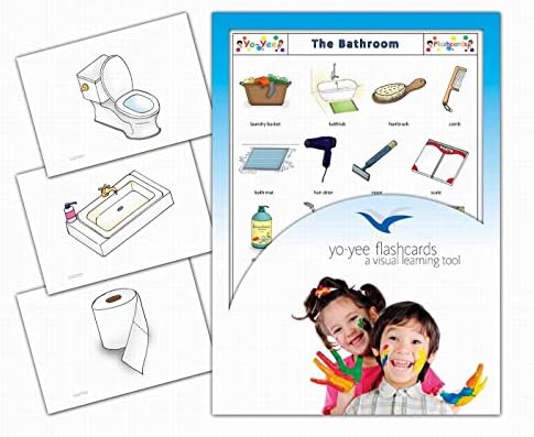 Yo-Yee Flash Cards – Bathroom and Body Care Picture Cards – English Vocabulary Picture Cards for Toddlers, Kids, Children and Adults – Including Teaching Activities and Game Ideas
