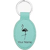 LaserGram Oval Keychain, Flamingo, Personalized Engraving Included