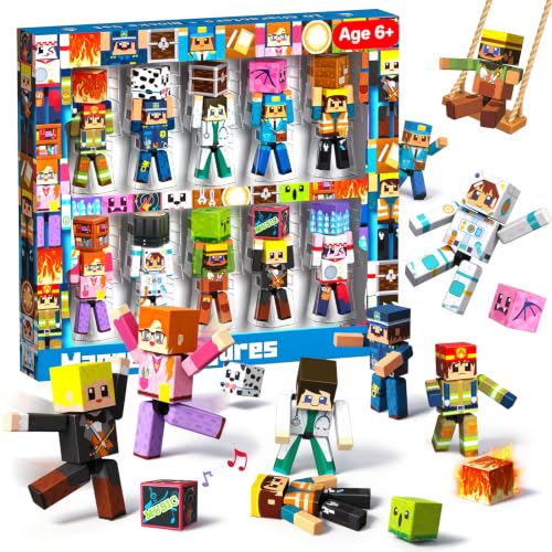 Magneverse Set of 20 Magnetic Figures, 10 Articulated Characters with Magnetic Cubes, Compatible with Magnetic Building Blocks, Stem Toy for Children from 6 Years Old