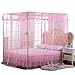 JQWUPUP Pink Canopy Netting for Bed - 4 Corner Canopy for Beds, Canopy Bed Curtains, Bed Canopy for Girls Adults, Bedroom Decor (Full Size, Pink)