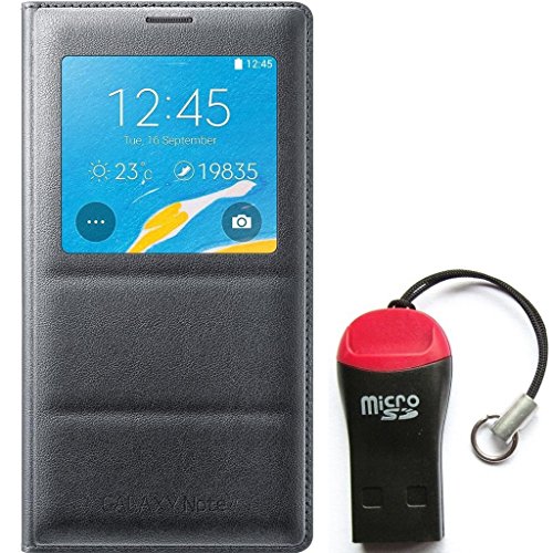 Samsung Galaxy Case S View Flip Cover Folio - W/SD Reader - Non Retail Packing - (Galaxy Note 4 - Charcoal)