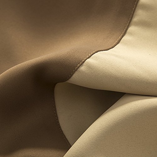 Nibesser 2 Tones Blackout Draperies Curtains Thermal Insulated Grommet Color Block Blackout Curtains/Drapes Beige Coffee (52W x 84L Inch)