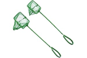 UUYYEO 2 Pcs Small Aquarium Fish Nets Large Fish Tank Nets Fish Catch Nets Fish Pond Nets with Plastic Handle Aquarium Maintenance Supplies