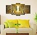 Wieco Art Brown Human Tree Abstract Oil Paintings on Canvas Wall Art Ready to Hang for Living Room Bedroom Home Decorations Modern 5 Piece 100% Hand Painted Stretched and Framed Contemporary Artwork