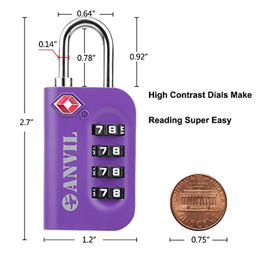 TSA Approved Luggage Lock 4 Digit Combination padlocks with a