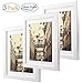 8x10 Matted White Picture Frames Set of 3 Glass Front Made to Display Pictures 6x8 with Mat for Wall & Tabletop Ideal Thanksgiving Day