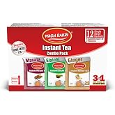 Wagh Bakri Instant Tea Premix &ndash; 12 Sachets Variety Pack (Elaichi, Ginger &amp; Masala) | Authentic Indian Chai | Just Add Hot Water | Quick Brew | Travel-Friendly Chai Mix (Pack of 20)