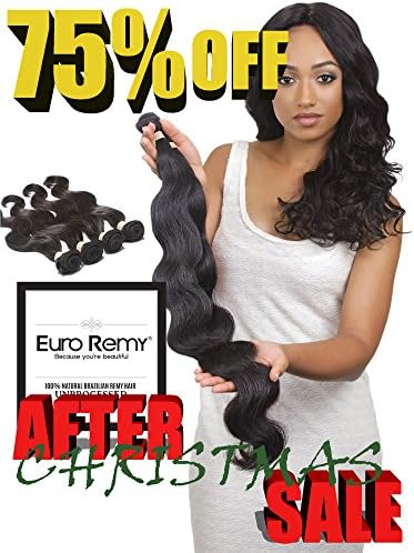 EURO REMY EREWVE001BW-S-N12 Brazilian Virgin 100% Unprocessed Human Hair Extensions Weave Bodywave 12 inches Natural