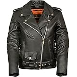 Ladies Leather Motorcycle Leather Jacket plain sides