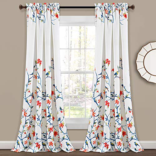 Lush Decor Neela Birds Light Filtering Window Curtain Panel Pair, 95" L x 52" W…