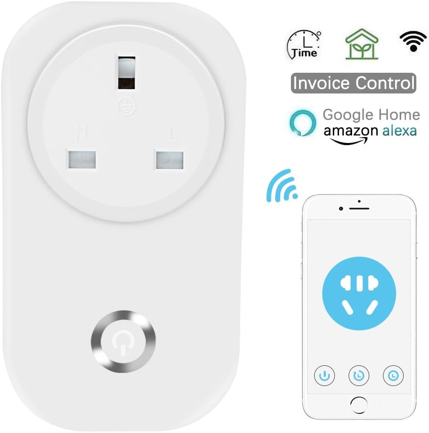 Whaggie Wi-Fi Smart Plug, Wireless Smart Switch Socket, Remote Control Switch Socket App Remote Compatible with Alexa Echo/Echo Dot, Android and IOS Smartphone