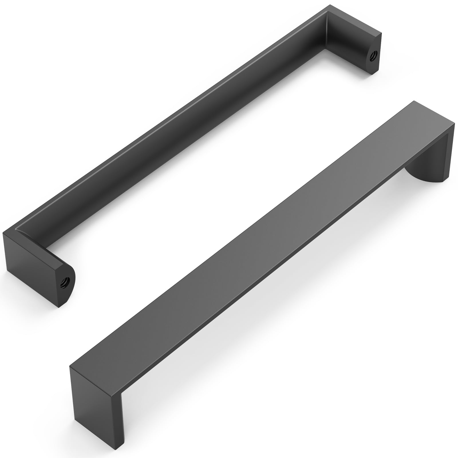 FURNIWARE Pack of 10 Black Cupboard Handles, Drawer Pulls 160mm(6.3 Inch) Hole Center, Hardware Modern Kitchen Cabinet Door Handles, for Kitchen and Bathroom Cabinets Cupboard