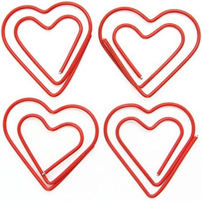 Paper Clips Creative Heart Shaped Metal Clamps Bookmark for Art Projects Scrape Book Office School Supplies Pack of 50