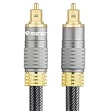 MINC Optical Digital Audio Cable 6.5 Feet - CL3 Rated.Home Theatre Fiber Optic Toslink JIS F05 Male to Male Gold Plated Metal Connectors.