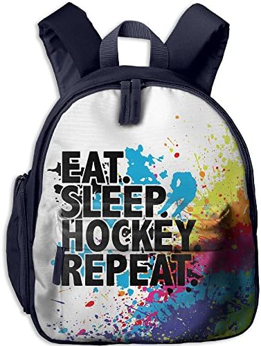 Kids Toddler Eat Sleep Hockey Repeat Preschool Schoolbag Shoulder Bags Pink