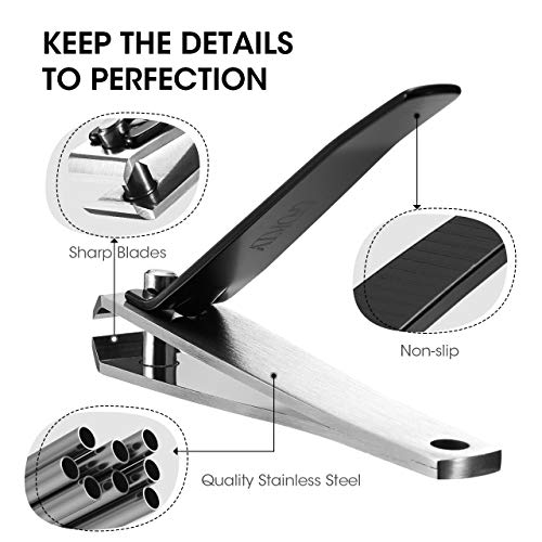 Nail Clippers Set, Atmoko Manicure Set with Pedicure Kits, High Precision Stainless Steel Slanted Pointed Tweezers and Leather Travel Case for Eyebrow Plucking & Nail Trimming