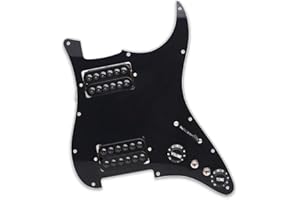 MAXCHEER SSH-Coil Splitting Electric Guitar Pickguard Two Mini Humbucker + ONE 4 Coil Pickup High Output-(9K/9K/18K) Loaded Prewired Scratchplate (Black, HH)