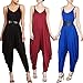 Dreamskull Women's Punk Spaghetti Strap Jumpsuit V Neckline Comfy Loose Harem One Piece Romper(Black)