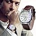 ABC Men's Luxury Fashion Faux Leather Mens Blue Ray Glass Quartz Analog Watches