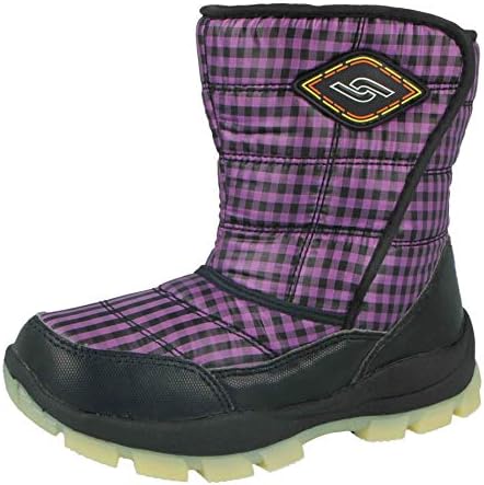 YijiabaoKids Boys Girls Waterproof Warm Faux Fur Lined Thermal Wellington Gingham Winter Snow Boots Size UK 12.5-3
