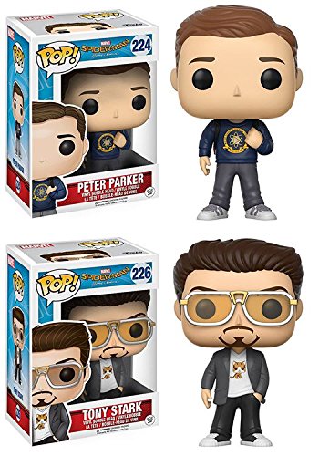 Funko POP! Spider-Man Homecoming: Peter Parker + Tony Stark - Vinyl Bobble-Head Figure Set NEW