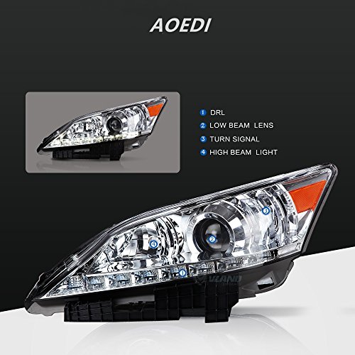 AOEDI Headlight for 20102012 Lexus ES350 LED DRL Projector Chrome