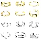 ONESING 12 Pcs Toe Ring for Women Vintage Open Tail Ring Daisy Arrow Band Adjustable Toe Ring Foot Jewelry