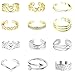 ONESING 12 Pcs Toe Ring for Women Vintage Open Tail Ring Daisy Arrow Band Adjustable Toe Ring Foot Jewelry