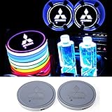 JSAMZ Car Logo LED Cup Pad led Cup Coaster USB Charging Mat Luminescent Cup Pad LED Mat Interior Atmosphere Lamp Decoration Light (Mitsubishi)