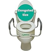 Essential Medical Supply Raised Elevated Toilet Seat Riser for an Elongated Toilet with Padded Aluminum Arms for Support and 