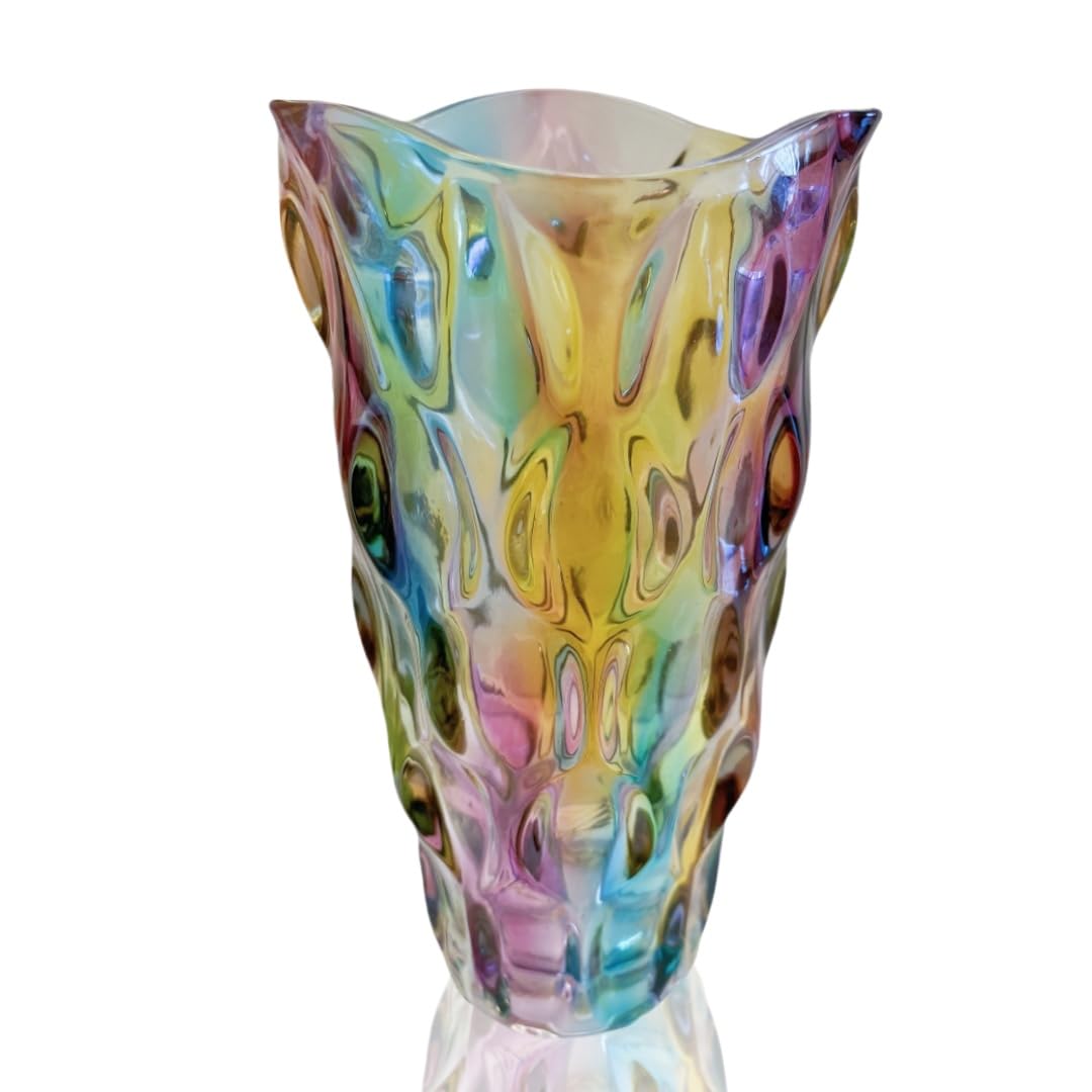 Colorful vase, Crystal Glass Large Vase Decorative Colorful Flower Vase Plant Container, for Home Decor,Wedding Decor,Centerpieces,Party