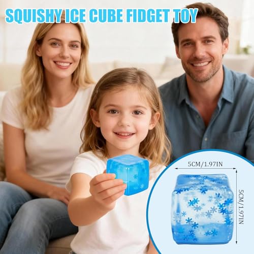 SLEEPHEAD®1Pcs Stress Cube Bulk Slow Rising Ice Cube Stress Balls for Adult Sensory Squeeze Cubes Birthday Gifts for Anxiety Relief Party Favors Prizes (Blue,5.5CM)