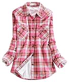Chouyatou Women's Winter Fleece Lined Plaid Flannel Buttoned Shirt