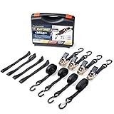Heavy duty Ratchet Straps - Pro Set - 4 pack 15 ft 1760Lbs, Boat, ATV &amp; Motorcycle Tie down straps, BONUS  Soft loops – Cargo Straps for moving equipment, kayak etc. Great Truck &amp; Trailer Accessories ()