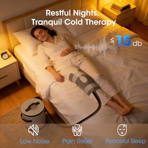 Máquina de crioterapia con temporizador programable – máquina de hielo portátil para rodilla postoperatoria, manguito y venda de enfriamiento reutilizables para cadera, tobillo y muslo
