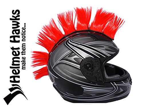 Helmet Hawks Motorcycle, Ski or Snowboard Helmet Mohawk w/Sticky Hook and Loop Fastener Adhesive (8) Hair Patches 2" long x 3" Tall - Candy Red - Thumbnail 7