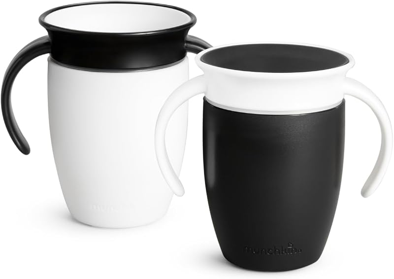 Munchkin Miracle 360 6+ Month 7oz Sippy Cups 2-Pack Black White