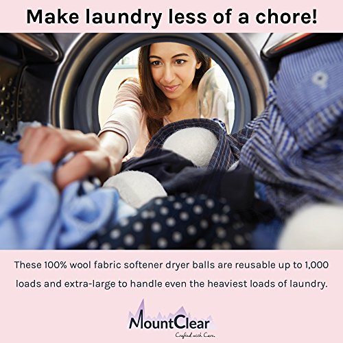 Mountclear Wool Dryer Balls-Lavender Scented–Fabric Softener-All Natural, Chemical Free and Hypoallergenic Reusable Washer Balls-Shorter Drying Time Saves You Time and Money-6 Pack Laundry Balls - Thumbnail 3