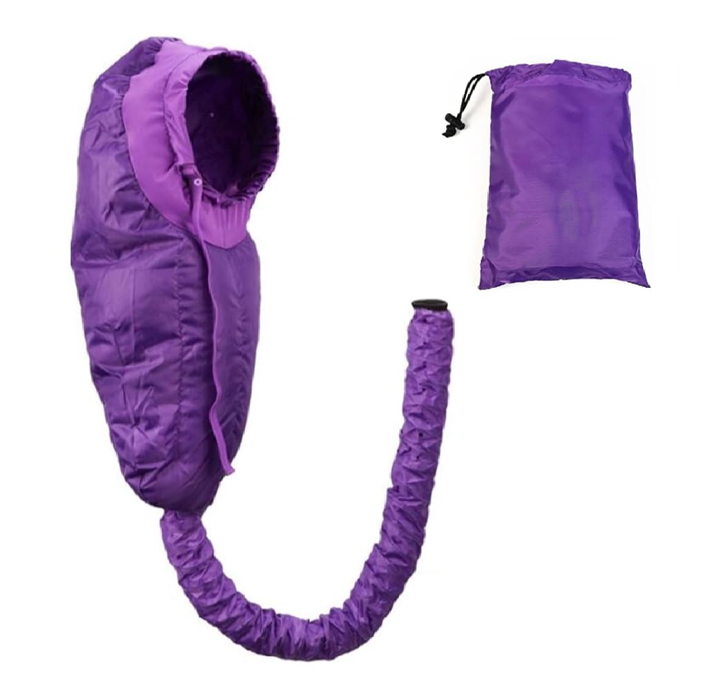 Kellegour Drying Caps for Hair Bonnet Attachment, Quick Drying, Adjustable Size, Purple Polyester, Hair Dryer Attachment