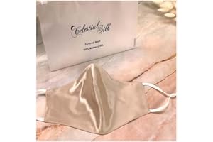 Celestial Silk 100% Mulberry Silk Face Mask - Reusable Pure 22 Momme Silk Face Covering with Adjustable Ear Loops, Washable