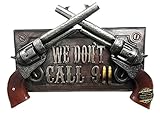 Ebros No Warning For Trespassers Wild West Dual Six Shooter Guns With Bullets Wall Art Sign Plaque Western Two Pistols Wall Decor 3D Figurine