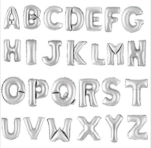 Gold Silver 16" Alphabet Letters Number A-Z Foil Balloon Birthday Wedding Party (Silver)