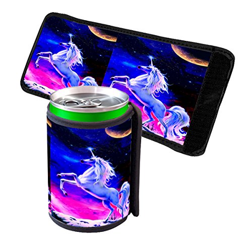 Unicorn Rainbow Crescent Moon - Insulated Neoprene Beverage Can Beer Bottle Drink Cooler Sleeve