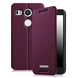 Nexus 5X Case - Fintie Premium PU Leather [Slim Flip] [Card Slot] Protective Wallet Case Cover for Google Nexus 5X (2015 Release), Purple