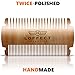 Wood beard comb for men - Wooden comb for MUSTACHES - Mens beard pocket combs with Leather case - GROOMING set no Curls and Tangles - Dual bristle - Travel size