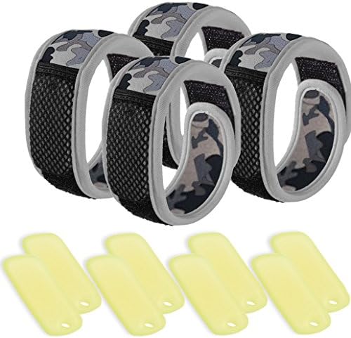NextGen Outdoors Mosquito Repellent Bracelets DEET FREE (4-Pack) with 8 Refills (Grey Camoflauge)