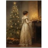 Vintage Christmas tree Wall art Canvas print Victorian Christmas Holiday wall decor winter christmas decoration 11x14 Unframed